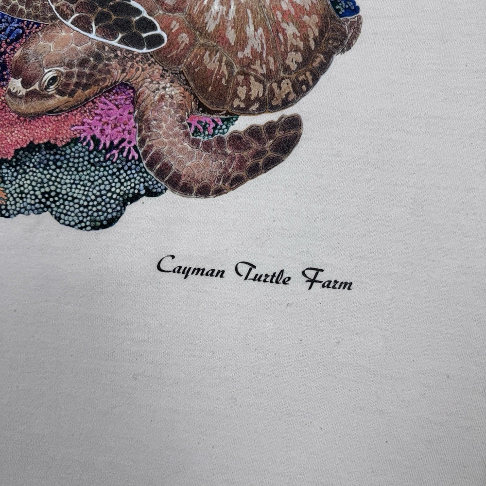 Vintage Cayman Turtle Farm T-Shirt Men's Medium White Ocean Nature Animals 90s - Picture 2 of 7